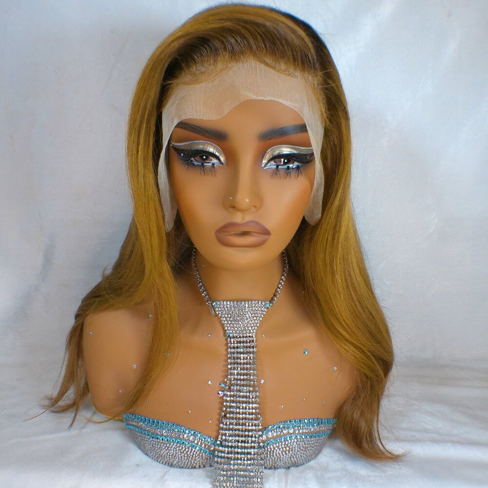 ✨18 Inch Human Tigers Eye Dimensional Lace Wig With Large Parting Area ✨ - Picture 2 of 16